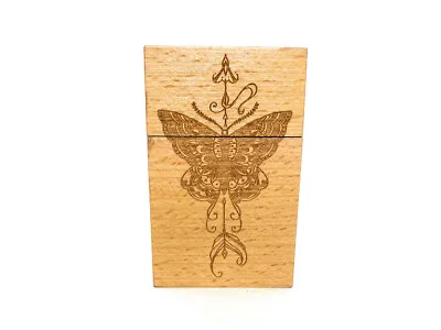 Laser Etched Wood Design Hard Case Cigarette Pack Holder Fits Kings • $10.52