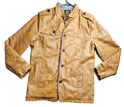 KP Fashion Man Faux Leather Jacket Men's Size XL Brown Gray Sherpa Lined EUC • $14.43