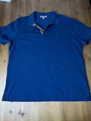 Burberry Brit Blue Cotton Nova Check Designer Polo Shirt Mens XXXL (XL) • $39