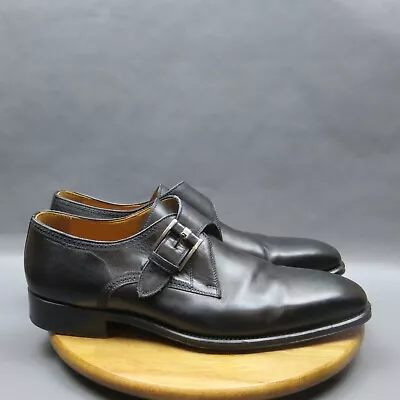 Magnanni Monk Strap Mens Size 9 M Black Leather Buckle Slip On Dress Shoes • $99.99