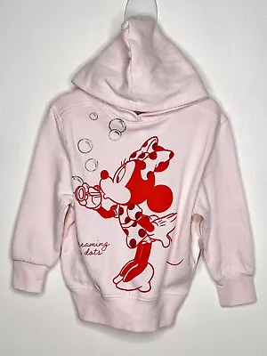 Disney Parks Minnie Mouse Hoodie Girls Size XXS 3T-4T Pink Long Sleeve Pullover • $17.49