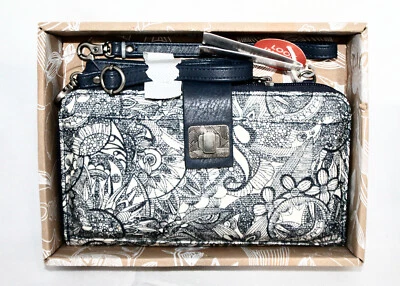 SAKROOTS Large Smartphone Crossbody Wallet Wristlet Navy Blue Desert 108898 • $66.25