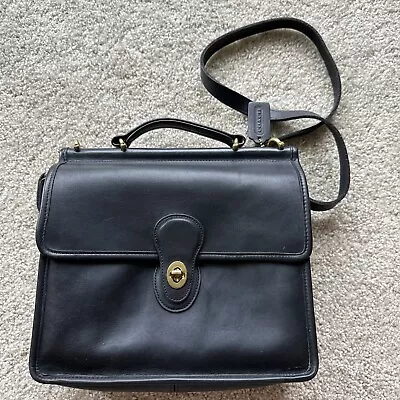 Vintage Coach 1996 Black Leather Willis Cross Body Bag Gold Hardware F6L-9927 • $200