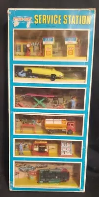 Blue Box Shell Service Station Set Plastic  Hong Kong In Original Box W Vehicles • $25