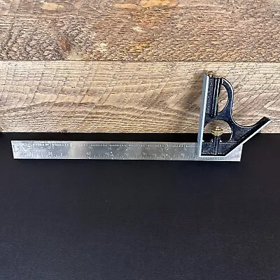 Vintage 12  Combination Square Head Ruler Level Carpenter Tool Made In USA • $26.99