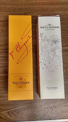 Two Empty Champage Bottles With Boxes Veuve Clicquot And Moet Rose Imperial • $50