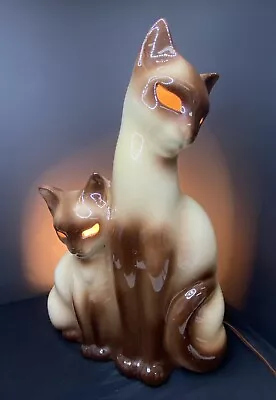 Vintage KRON Siamese Cat With Kitten TV Lamp Ceramic Light Mid Century Mod MCM • $147.95