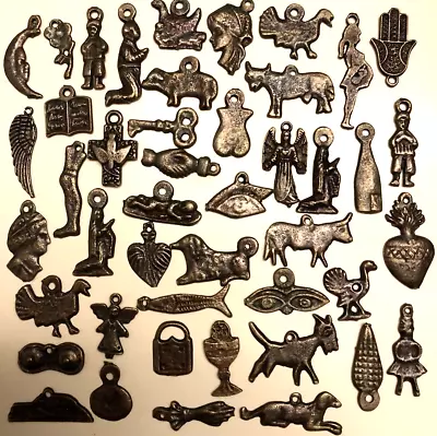 25 Milagros Charms Dark Antique Gold/Bronze Mexican Folk Art Ex Votos • $13.95