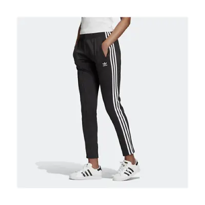 $55 • Buy Adidas Women's Black Stripe Drawstring Waist Creased Track Pants Size