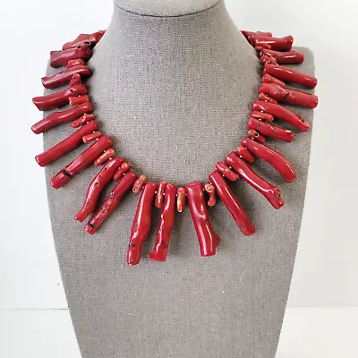 Red Coral Branches Statement Collar Necklace 18” • $75