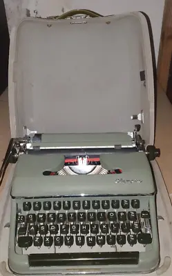 1950s West German Olympia De Luxe Typewriter Green Vintage Rare With Case • £64.99