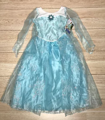 NEW Disney Frozen Elsa Dress Deluxe Costume Girls Medium 7-8 Halloween NWT • $21