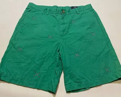 Vineyard Vines Flat Front Embroidered Golf Club Shorts Sz 35 Green Breaker Short • $12.99