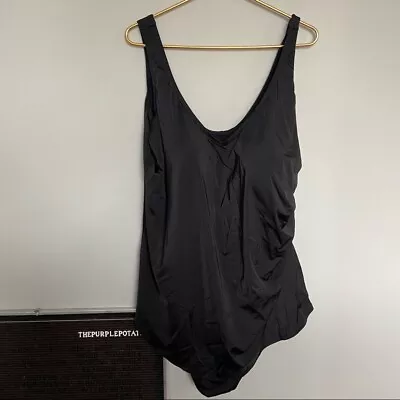 $29.99 • Buy Swimsuits For All Women's Size 32 Plus Black One Piece Skirt Bottom Swimsuit