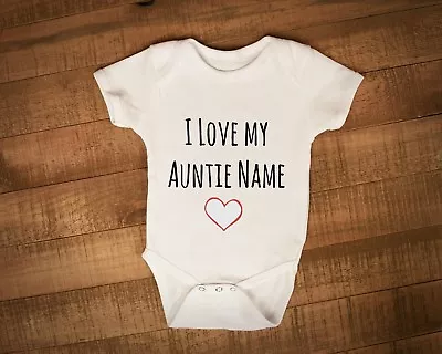 Personalised I Love My Auntie Babyvest Babygrow Aunt Aunty Present Gift • £8.50