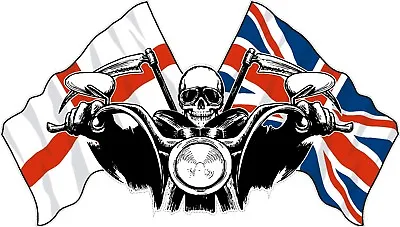 Hells Angel Grim Reaper Skull Union Jack England St George Flag Bike Sticker  • £3.31