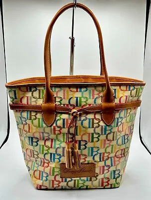 Vintage Dooney & Bourke Satchel Handbag Shoulder Purse Signature Multicolor • $65