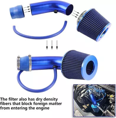 Blue Cold Air Intake Filter Induction Pipe Power Flow Hose System Car Auto US • $35.99