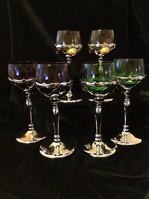 Vintage Cambridge/Farberware Stems (6) Wine Glasses  Amber- Green - Purple • $59