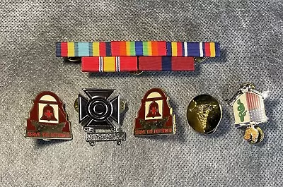 Lot Of 5 Authentic Army Corps Medical Department Pins & Medal Ribbons Rack Combo • $59.99