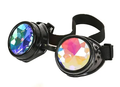 Black Kaleidoscopic Goggles Steampunk Punk Goth Burning Man Sunglass Cosplay • $14.99