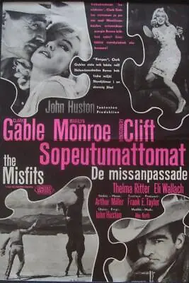 MISFITS Finnish Movie Poster MARILYN MONROE CLARK GABLE MONTGOMERY CLIFT 16x24 • $250