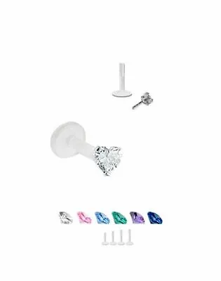 Bioflex Labret Style Push Pin Labret Nose Stud Nose Screw Monroe Heart 18G 16G • $8.99