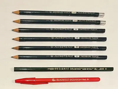 LOT Of 8 Microtomic Pencils H & 2H Eberhard Faber Unused W/Blackfeet Indian Pen • $14.96