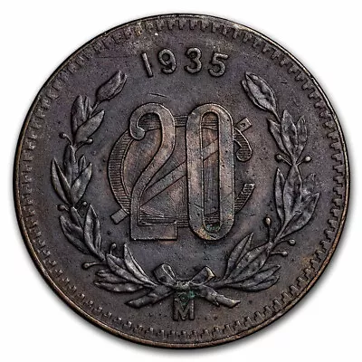 1935 Mexico Bronze 20 Centavos Avg Circ • $26.73