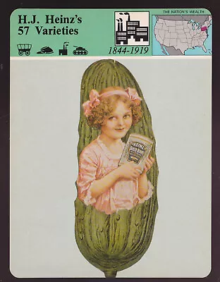 H.J. HEINZ'S 57 VARIETIES Baked Beans Pickles Ad Art 1980 STORY OF AMERICA CARD • $3.98