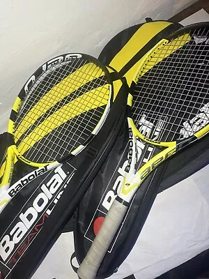2 Tennis Racquet Rackets W/ Case & Covers Babolat Aero Woofer 4 1/4” • $199.87