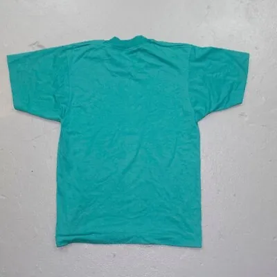 80s Deadstock Vintage FOTL BEST Blank T-shirt Screen Stars Teal Youth 10-12 • $7.15