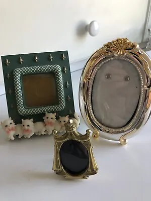 Vintage Lot Of 3 Miniature  Picture Frames Metal & Resin • $12