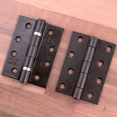 BLACK DOOR BUTT HINGES Fixed Pin Ball Bearing Cupboard Wardrobe Outdoor Fixing • £8.39