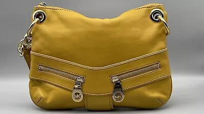 Michael Kors Leather Shoulder Bag Purse Yellow Golden Hardware • $38.95