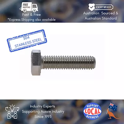 M6 M8 M10 6mm 8mm 10mm Set Screw Full Thread Hex Bolt Stainless Steel Grade 304 • $4.50