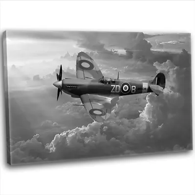 £29.99 • Buy RAF WW2 Military Spitfire Canvas Print Framed Digital Painting Art Picture 3.B&W