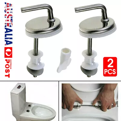 Toilet Seat Fix Fitting Stainless Back To Wall Replace Quick Release Hinges 2pcs • $20.01