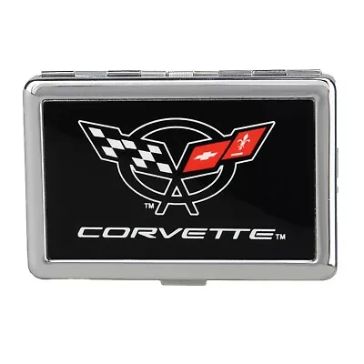 Stainless Steel Business Card Holder Small With Red 1997-2004 C5 Corvette Flags • $26.95