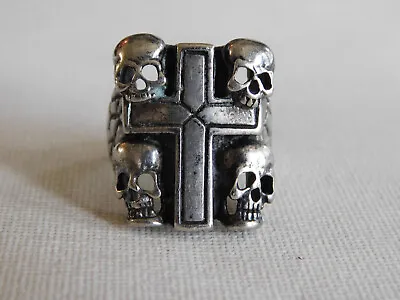 Vintage G&S Skull Wall Cross Biker  Ring Sz 11.25 • $62.99