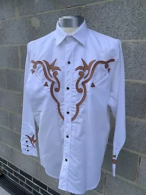 Espuela De Oro Vintage Mexican Men's Charro Western Cowboy Polycotton Shirt- 48” • £29.99