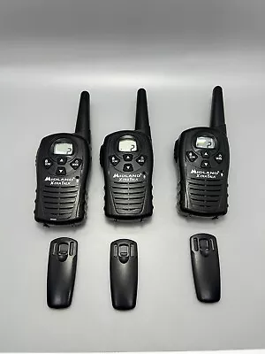 Midland X-Tra Talk LXT118P Walkie Talkie Lot Of 3 W/Belt Clip & Over Ear Headset • $24.99