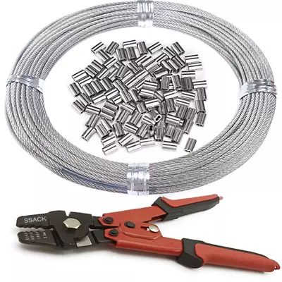 304 Stainless Steel Cable Wire Rope 1/16 X 165Ft Cutter&Crimping Tool And Sleeve • $41.71