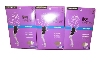 $8.88 • Buy New Women's Leggs Profiles 3 Pairs Mid Thigh Moderate Control Nude Pantyhose M