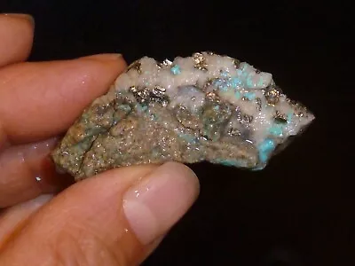 Turquoise Quartz Pyrite  Molybdenite Specimen Mineral Park Kingman AZ 21.5 Gr • $25