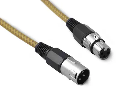 FEMALE To MALE XLR CABLE 3 Pin Mic Microphone Fabric Braid Lead Balanced Stereo • £8