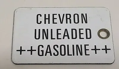 Vintage CHEVRON  UNLEADED ++  GASOLINE ++ Porcelain Gas Fuel Oil Tag / Sign • $35