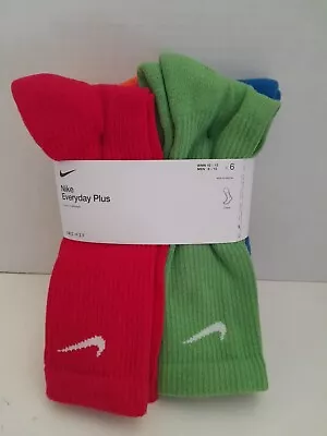 Nike Mens Everyday Performance Bright Colors Crew Socks 6 Pairs DRI-FIT SZ 8-12 • $39.99