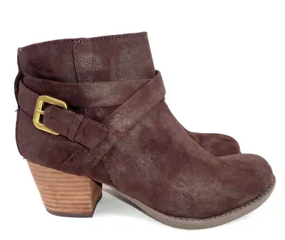 Crown Vintage  Ankle Boots Sz 8M Brown Womens Suede Heels Shoes • $27.99