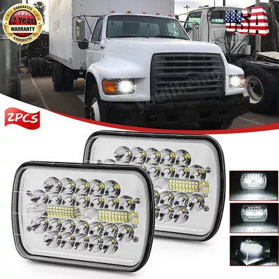 Pair Fit Ford F600/700/800 FT900 F-100 5x7 7x6  LED Headlights Hi/Lo Sealed Beam • $33.33